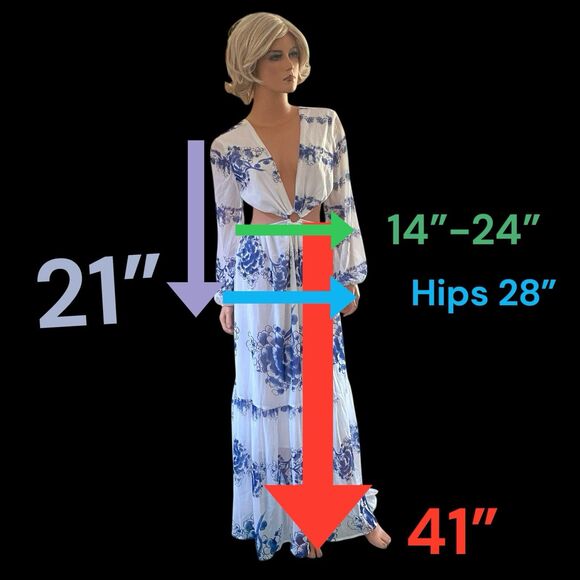 Giffniseti Floral Dress Boho Travel Cut Out Bishop Sleeve Ruffle Flounce Hem XL - Picture 11 of 15